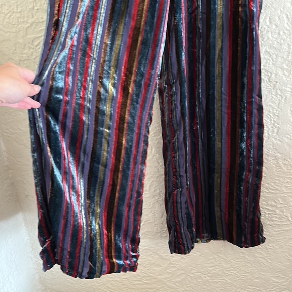 House of Harlow 1960 x Revolve Mona Pants Haze Velvet Multicolor Stripe Wide Leg - Picture 5 of 12